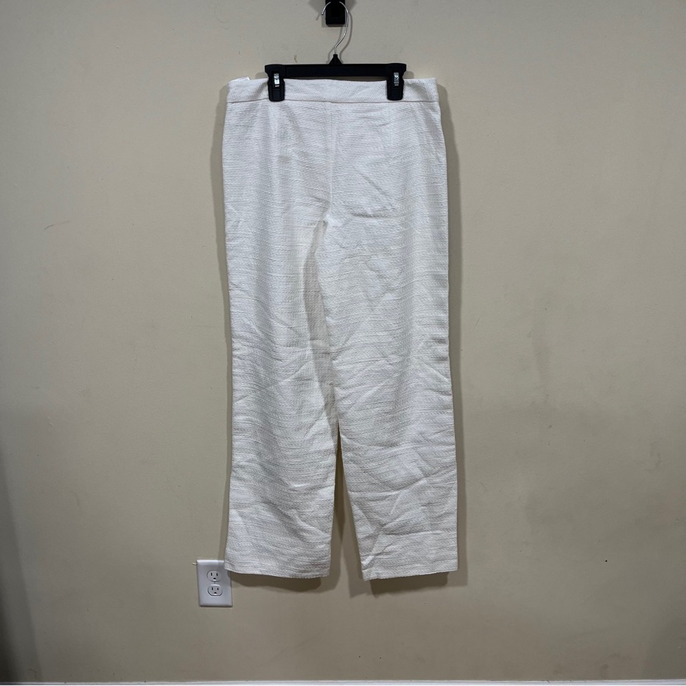 NWT Anthropologie Maeve Textured White Stratus side-stripe pant size 4 - Picture 7 of 11
